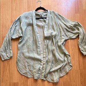 Monday swimwear linen cover up sea foam ? Light green M L button down Barcelona